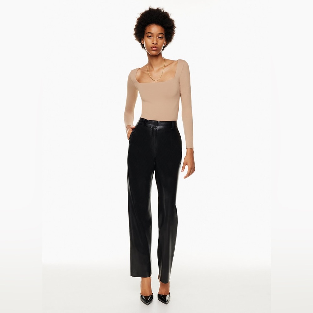 Aritzia Wilfred Camel Brown Countour Squareneck Longsleeve Bodysuit XXS